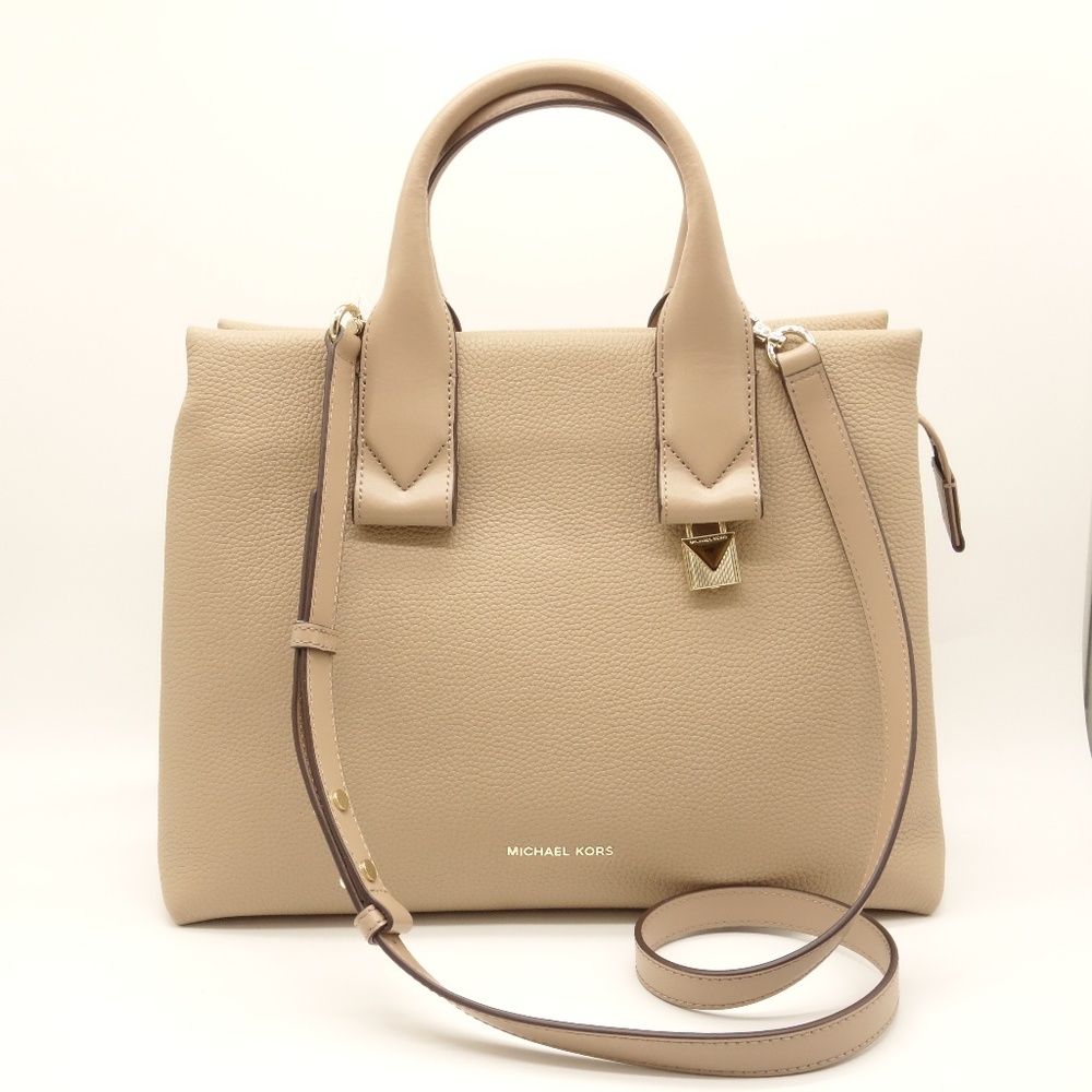 NWT Michael Kors Rollins Satchel Taupe Leather ❤